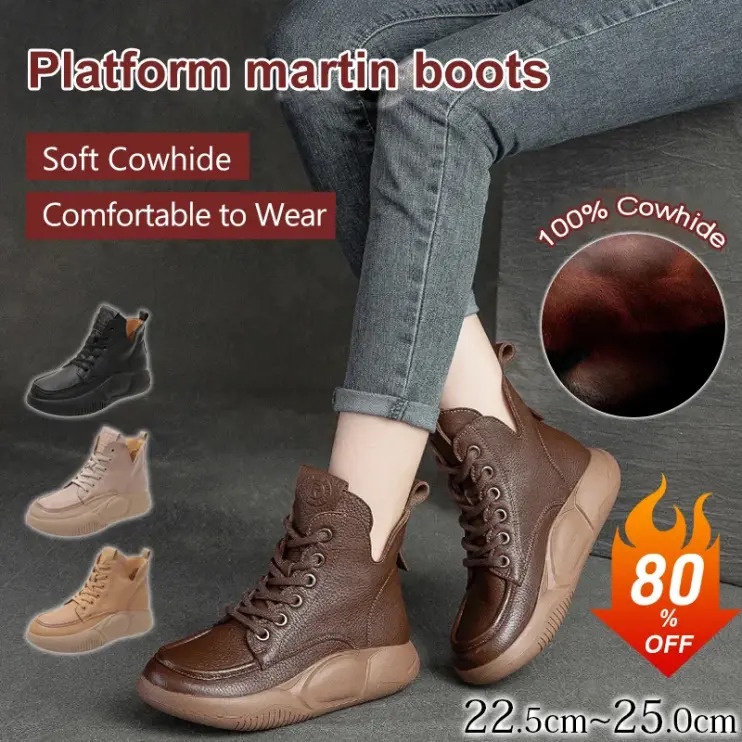 Giày Bốt martin Cổ Cao Phong Cách retro Cá Tính