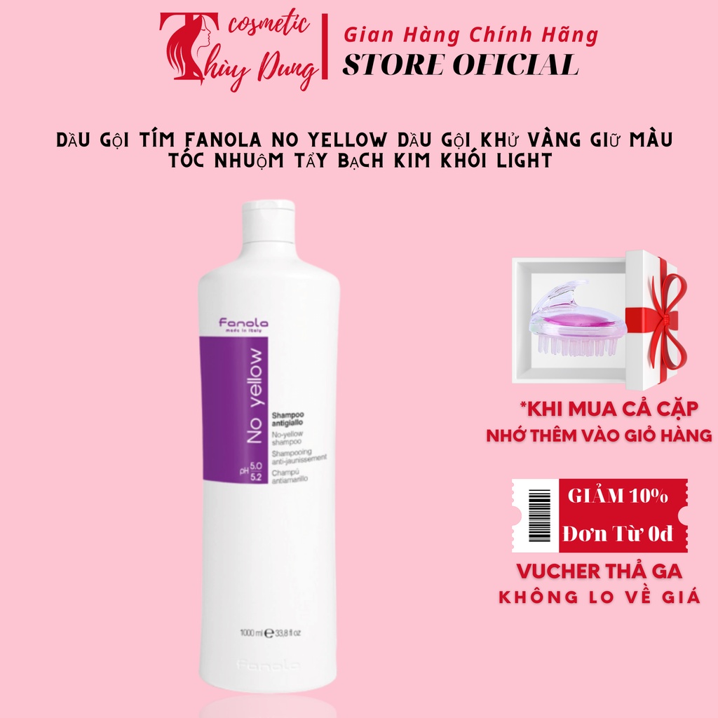 Dầu gội tím Fanola No Yellow dầu gội khử vàng giữ màu tóc nhuộm tẩy bạch kim khói light sạch bóng dưỡng ẩm tóc khỏe 1000