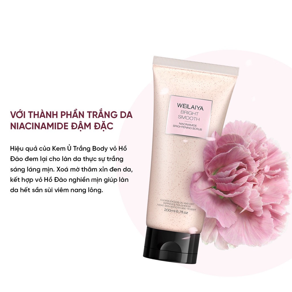 Kem Ủ Trắng Body Weilaiya Bright Smooth Tẩy Tế Bào Da Chết Body, Mặt An Toàn Cho Mọi Loại Da 200ml