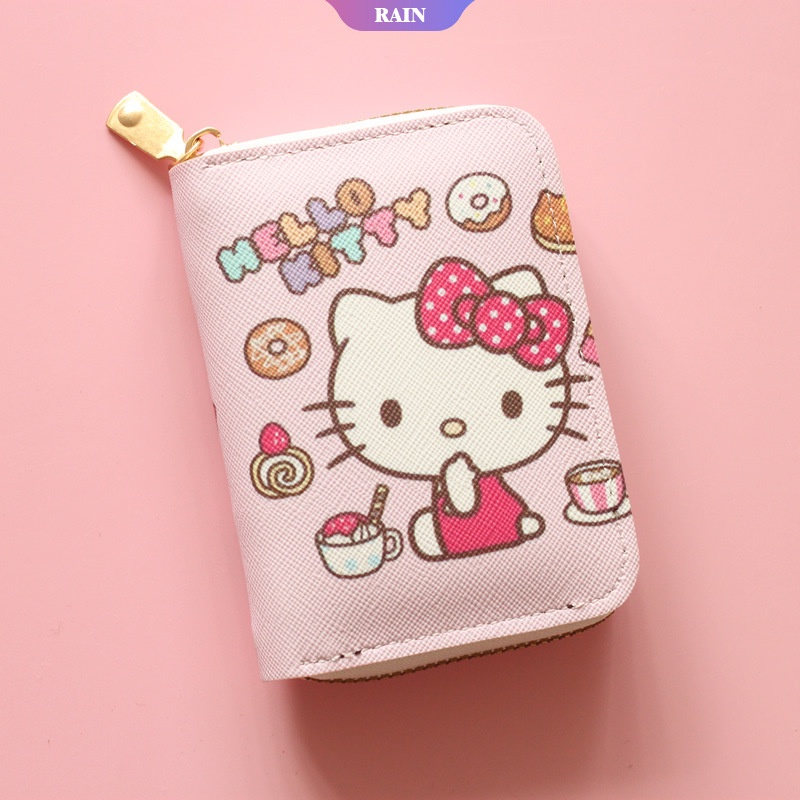 Ví Da PU Đựng Tiền Xu / Thẻ Đa Năng Hình Hoạt Hình Sanrio Kawaii Hello Kitty Cinnamoroll Dễ Thương