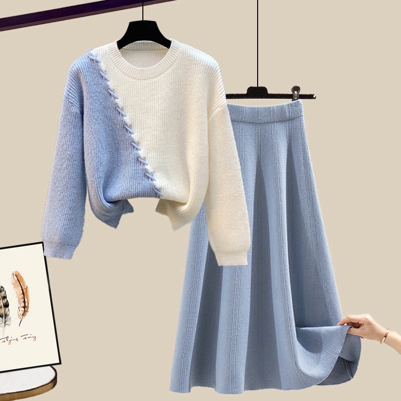 Bộ Áo Sweater Phối Chân Váy Ôm Dáng Phong Cách Phương Tây Thời Trang Thu Đông Mới 2022 Cho Nữ