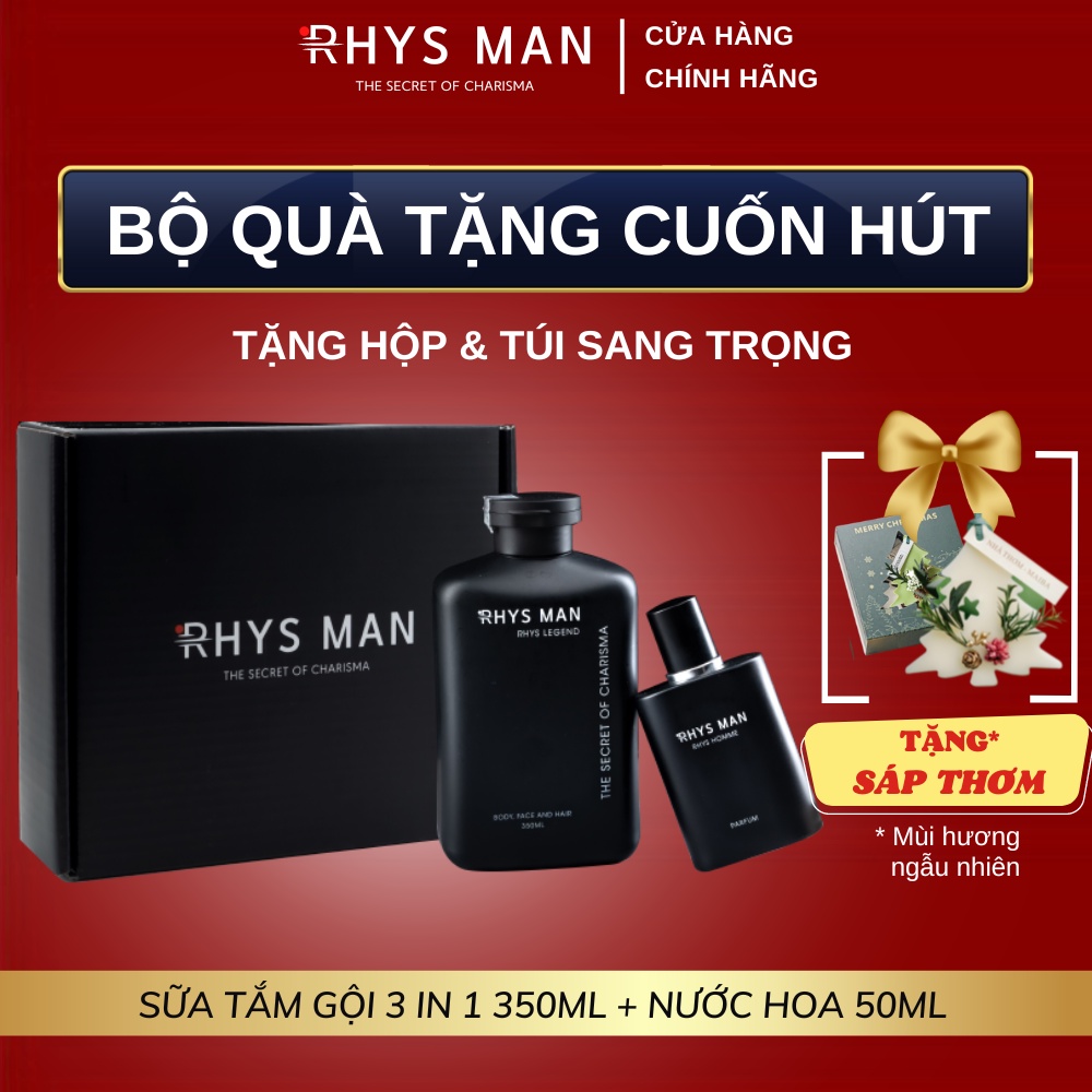 Bộ quà tặng nam Sữa tắm gội nam 3 in 1 hương nước hoa 350ml & Nước hoa nam RHYS MAN 50ml - Hàng chính hãng