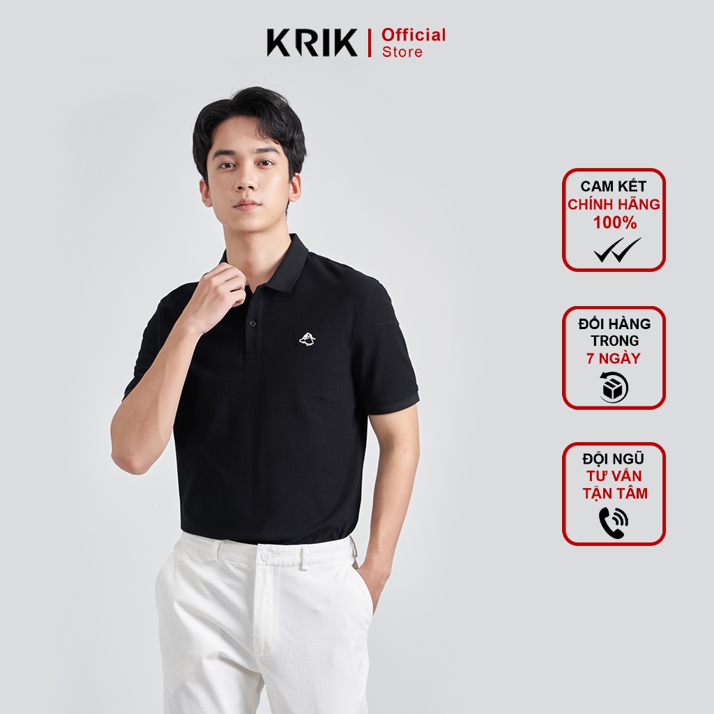 Áo Polo Nam KRIK Form Slimfit, Chất Vải Cotton Co Dãn Thoải Mái, Thiết Kế Basic, Chi Tiết Hình Thêu Tạo Điểm Nhấn PL0299