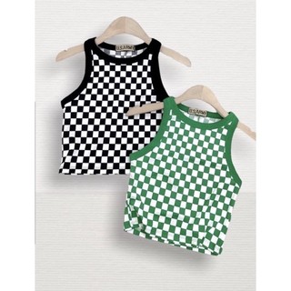 Áo croptop hoạ tiết caro b7