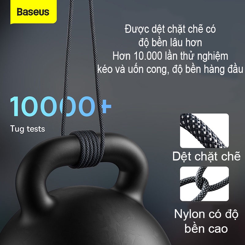 Dây Cáp Sạc Nhanh Baseus 100W 6A USB Type C - Dành Cho Samsung S22 S21 Ultra, Xiaomi - Chất Liệu Nylon Siêu Bền - Dài 1M