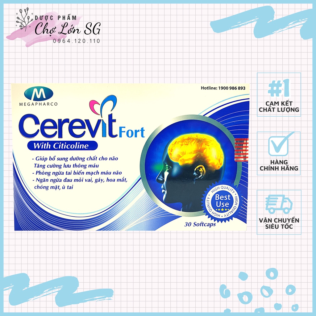 Viên uống CEREVIT FORT hoạt huyết dưỡng não (sản phẩm không phải là thuốc không có tác dụng thay thế thuốc chữa bệnh)