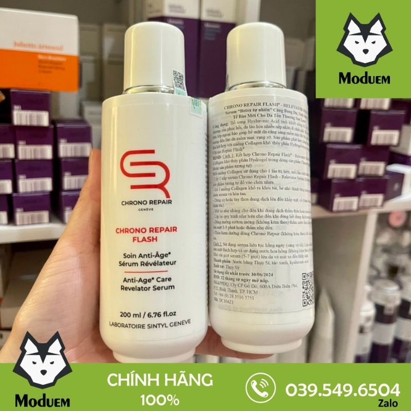 Serum Physiodermie cấp nước HA serum Chrono Repair Flash Fullsize 200ml