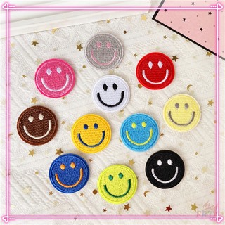 ✿ Nhãn Dán Tự Dính Hình Mặt Cười Thời Trang ✿ 1 Huy Hiệu Thêu Ủi Quần Áo (3.2CM * 3.2CM)