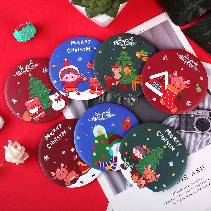 Gương Mini Nhiều Hình Dễ Thương, Gương Cầm Tay Họa Tiết Merry Christmas