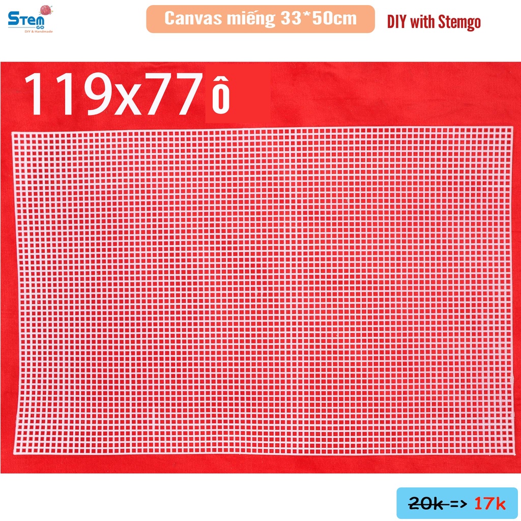 Canvas miếng to 33*50cm màu trắng  nẹp túi xách