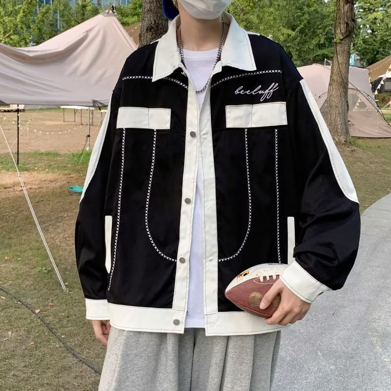 Áo khoác bóng chày AOKANG màu sắc tương phản phong cách hong kong cho nam
