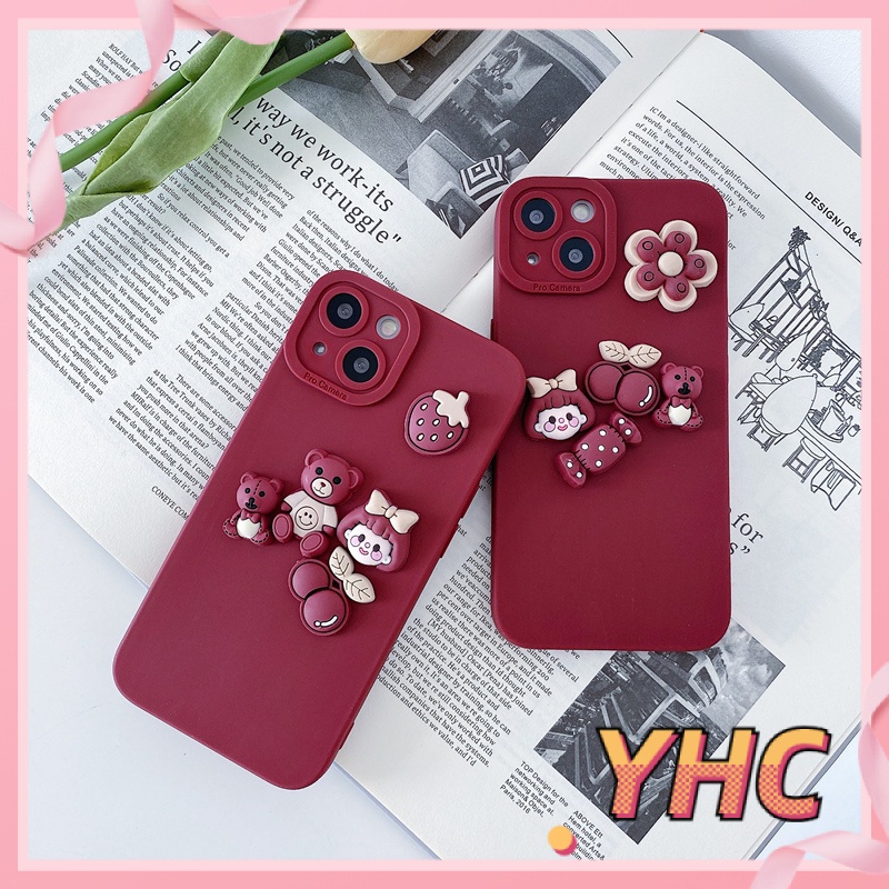 Ốp iphone Hình Hoa Màu Đỏ Đáng Yêu Cho Iphone6 6splus 7 7plus 8plus XR X XS 11 12 Pro max Plus Promax max-063