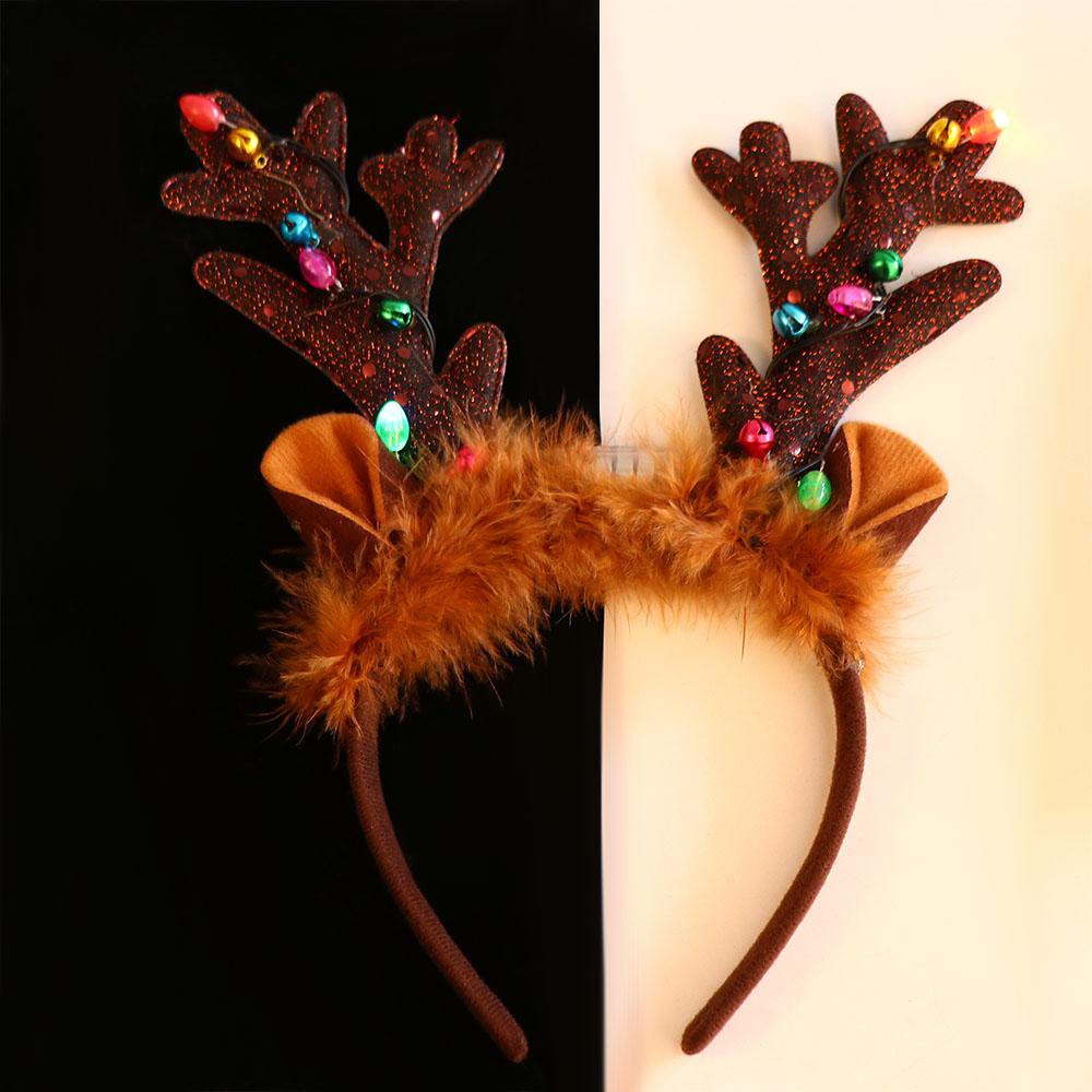 ANEMONE Băng Đô Cài Tóc Hình Sừng Tuần Lộc Giáng Sinh Phát Sáng Độc Đáo