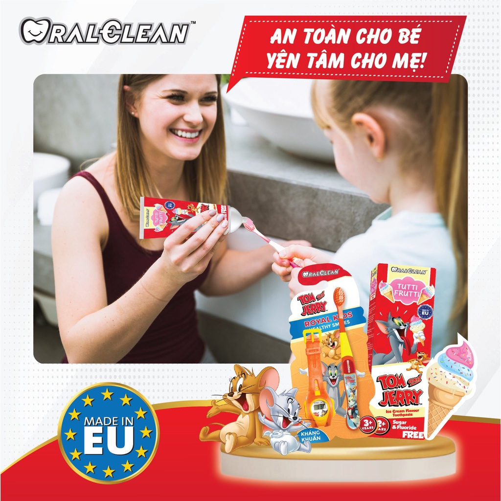 Kem đánh răng cho bé OralClean Tom and Jerry Tutti-Frutti