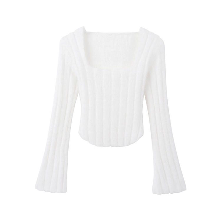 Áo Sweater Nhung Dệt Kim Tay Dài Cổ Vuông Thời Trang Mùa Thu Cho Nữ