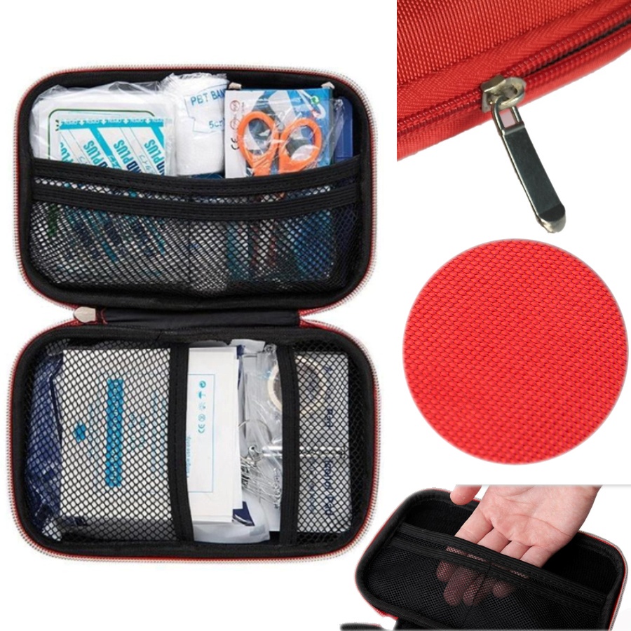 Hộp túi du lịch đựng đồ dùng y tế sơ cứu khẩn cấp nhỏ gọn, hộp khung cứng chống sốc, móp méo (không gồm dụng cụ y tế)