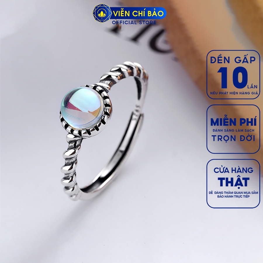 Nhẫn bạc nữ mặt trăng tròn xoắn chất liệu bạc Thái 925 thời trang phụ kiện trang sức Viễn Chí Bảo N000827