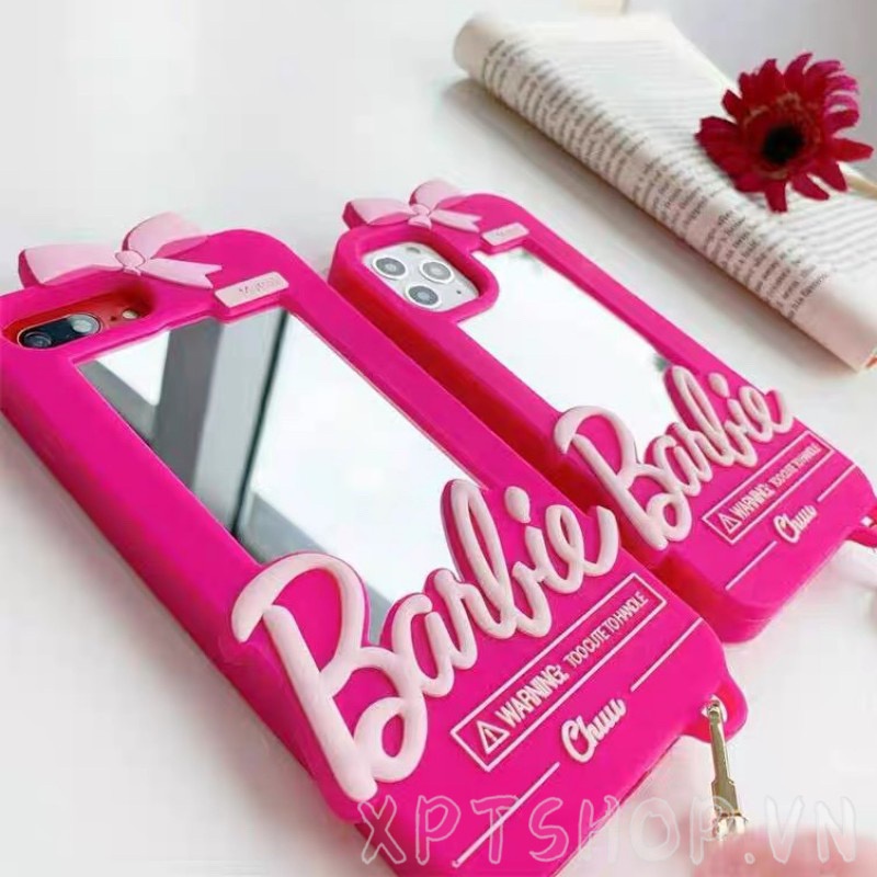 Ốp Điện Thoại Silicone Mặt Gương Kèm Quả Cầu Bông Cho iPhone 14ProMax 14Plus 13 12 11ProMax IX XR MAX 7 8Plus