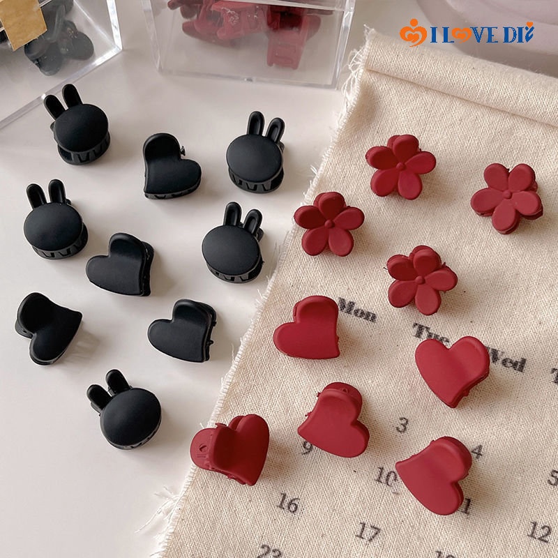 Bộ 5 Kẹp Tóc Mini Hình Thỏ / Bông Hoa / Trái Tim Ngọt Ngào Bằng Acrylic Cho Bé Gái