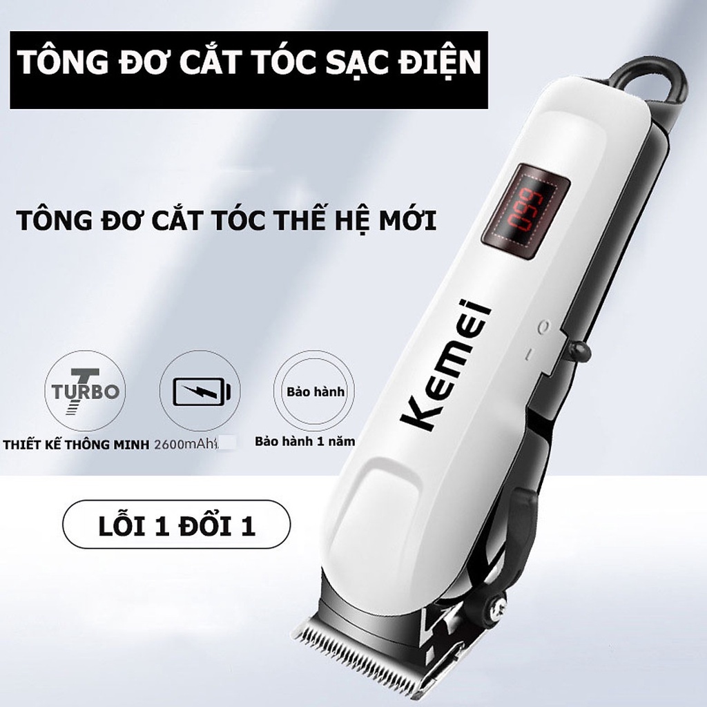 Tông Đơ Cắt Tóc Chuyên Nghiệp Kemei 890A - Máy Hớt Tóc Không Dây Cho Nam Giới