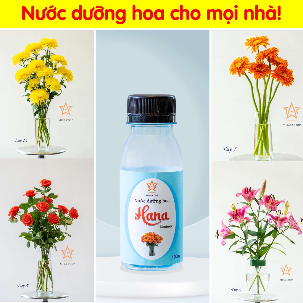 [Giữ hoa tươi lâu ngày Tết] Nước dưỡng hoa HANA - Giúp hoa tươi lâu nở đẹp, không gây thối nước.