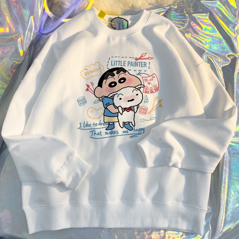Dễ Thương Áo hoodie Tay Dài In Hình Cậu Bé Bút Chì shin Phong Cách harajuku Thời Trang unisex