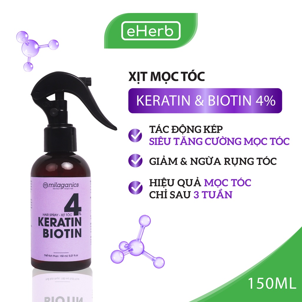 Xịt Mọc Tóc Biotin & Keratin Phục Hồi Tóc 4% Tác Động Kép Siêu Tăng Cường