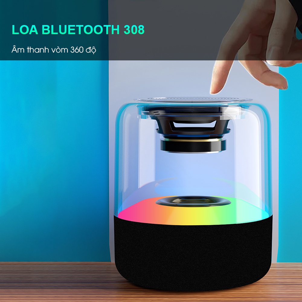 Loa bluetooth không dây SIDOTECH 380 bass mạnh âm thanh vòm 3D đèn led RGB rực rỡ pin dung lượng cao - Chính hãng