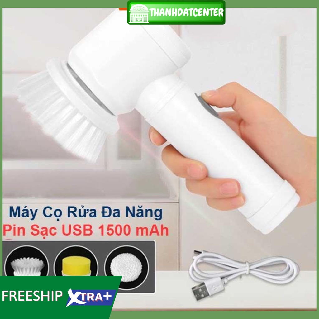 Máy Cọ Rửa Cầm Tay Đa Năng Sạc Pin Chống Nước Tiện lợi - 3 Đầu Thay Thế