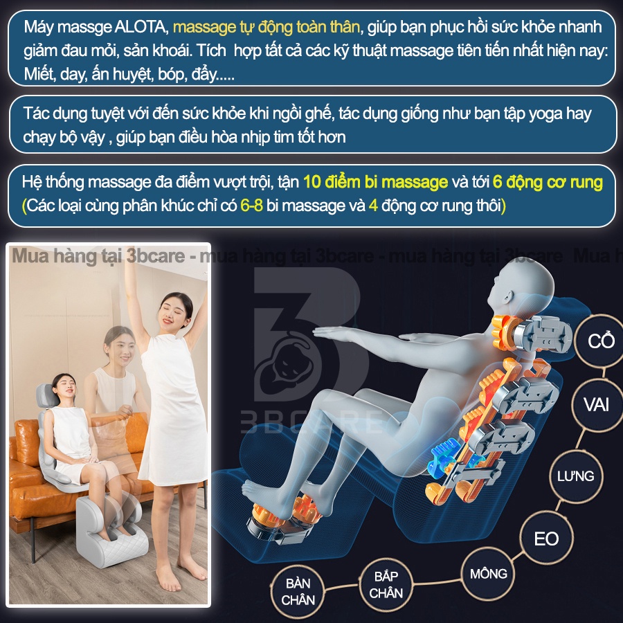 Ghế massage toàn thân ALOTA G20 massage nhiệt hồng ngoại con lăn 3 chiều -Shop 3BCare