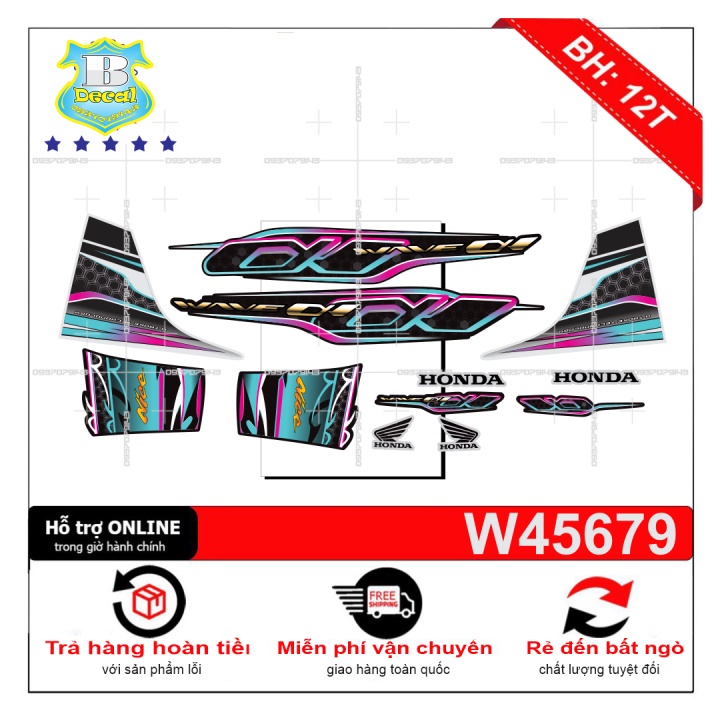 DECAL PVC 5 LỚP CHẤT LƯỢNG CAO Tem rời wave a 110 7 màu