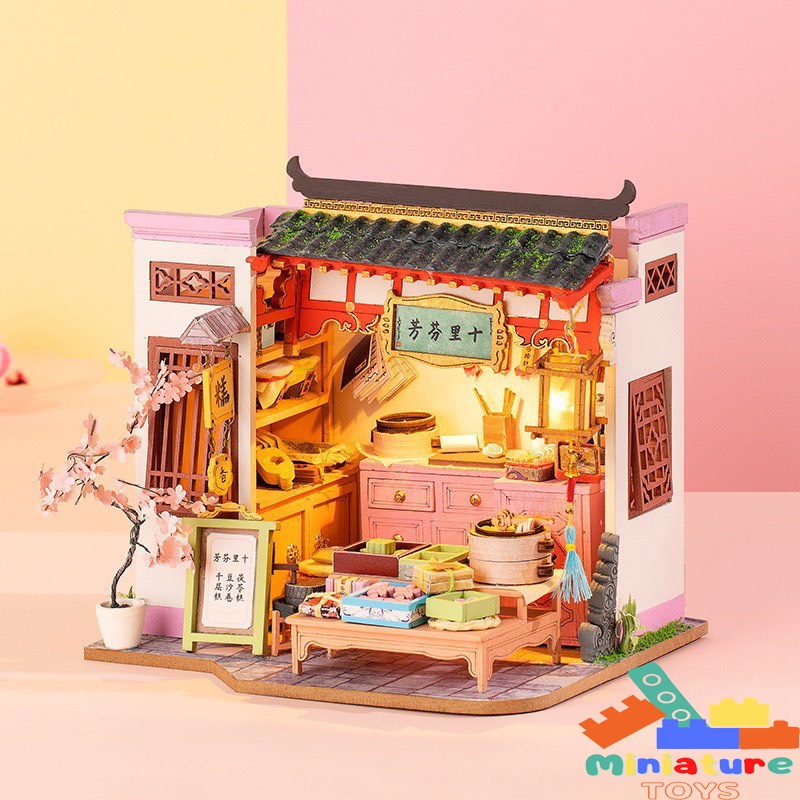 Nhà búp bê Robotime tự lắp ráp bằng gỗ 3D DIY TIỆM BÁNH (Kèm keo + LED) - Quà tặng sinh nhật giáng sinh cho nam và nữ