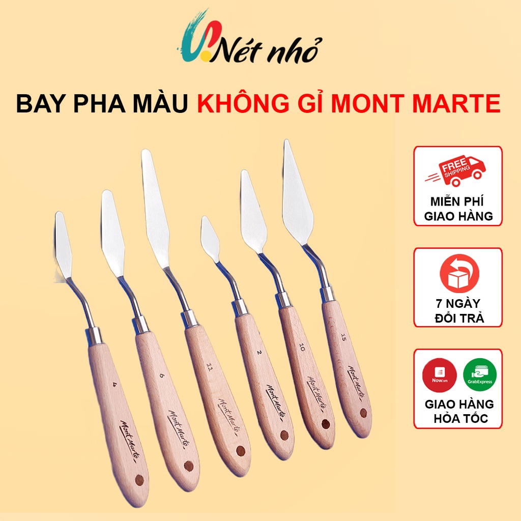 Bay Pha Màu Mon Marte, Bay Xúc Màu,Đắp Màu, Vẽ Màu Nhiều Chức Năng, Lưỡi Bay Inox Chống Gỉ