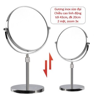 Gương trang điểm cỡ lớn xoay 360 độ - Gương để bàn 2 mặt cỡ đại siêu đẹp bằng đồng, inox