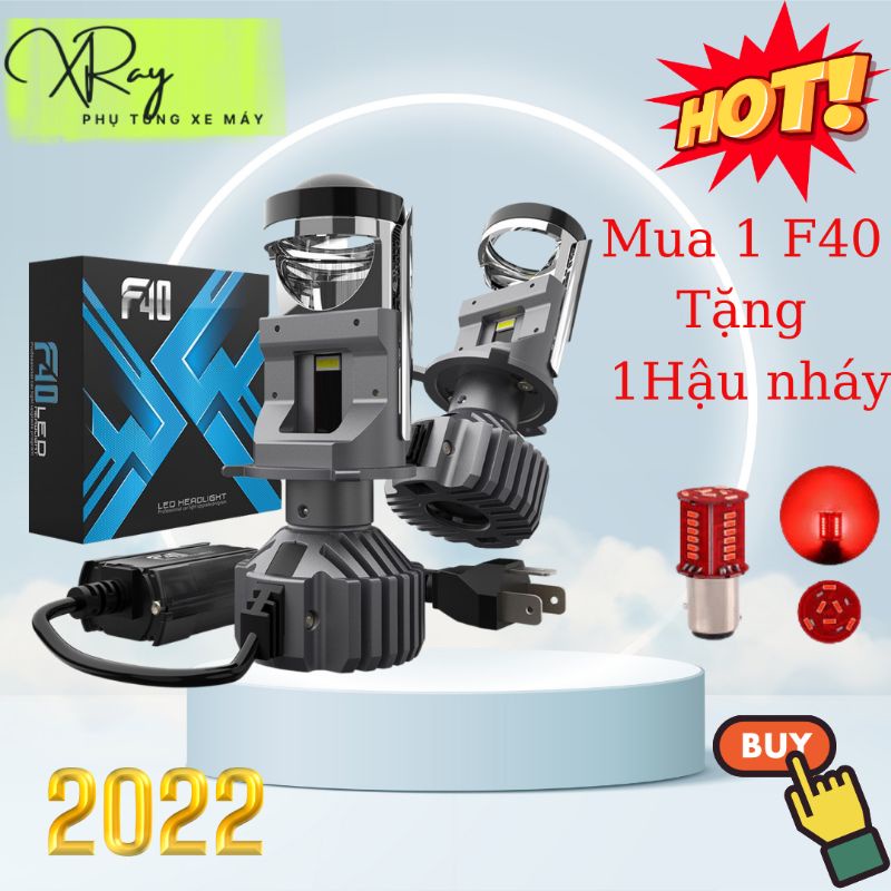 Đèn Pha LED Bi cầu mini F40 55W chân H4 ô tô / xe máy( Giá 1 bóng) Mẫu Mới nhất 2022.