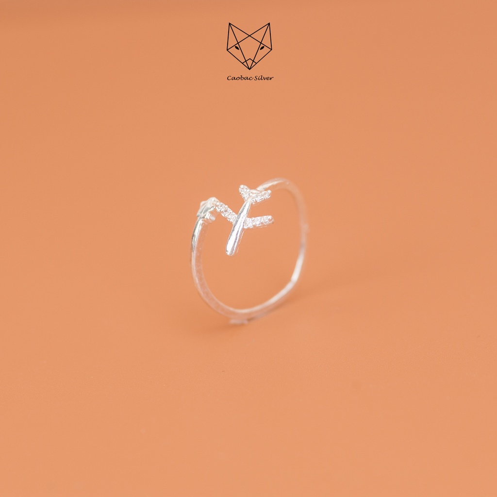 Nhẫn Bạc Ta CaoBac Silver Dạng Hở Thiết Kế Hình Máy Bay Hoạ Tiết Ngôi Sao Nhẹ Nhàng Lấp Lánh Quà Tặng Cho Bạn Gái