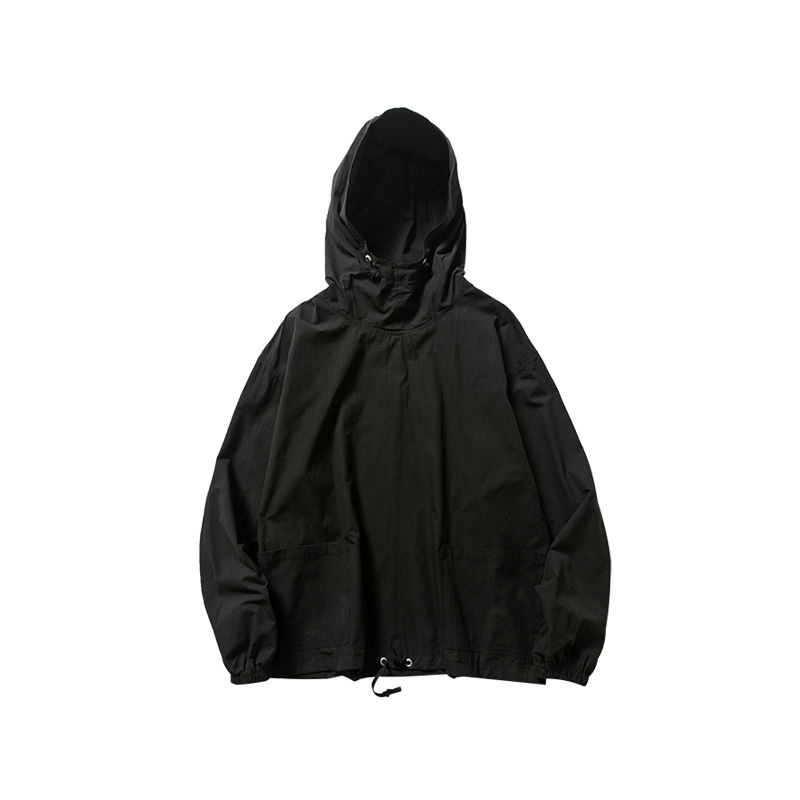 Áo khoác bomber nam nỉ áo khoác dù gió  Áo Khoác Hoodie Chui Đầu Dáng Rộng Màu Trơn Phối Dây Rút Kiểu Nhật Bản Thời Trang Xuân Thu Cho Nam