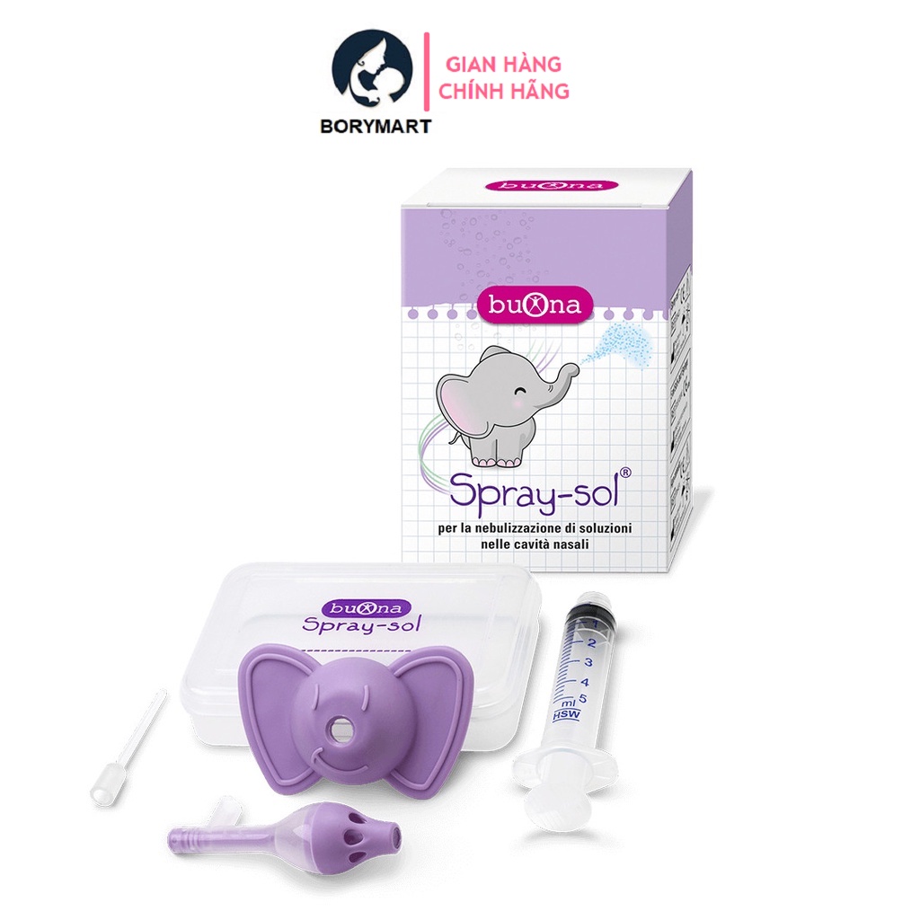 Rửa mũi tai voi Buona Spray - Sol, Dụng cụ xịt rửa mũi chuyên dụng cho trẻ em