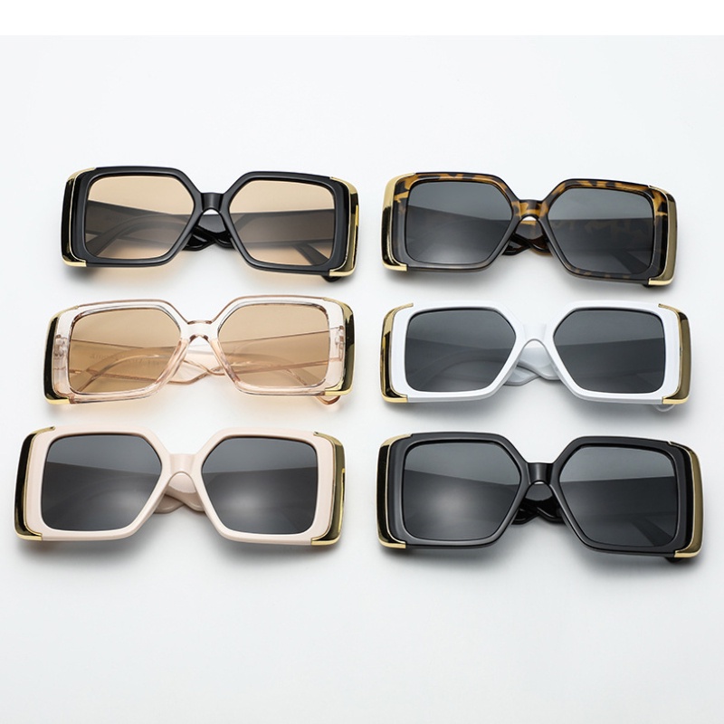 (YUZHU) Kính Mát Gọng Vuông Oversized Thời Trang Phương Tây Cho Nữ