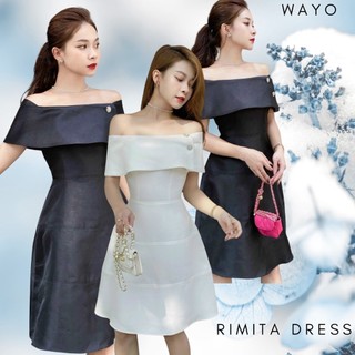 [Rimita Dress] Đầm WAYO tafta trễ vai phối nút dự tiệc sang trọng