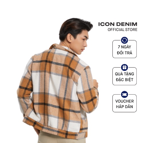 Áo Khoác Nam Flannel ICON DENIM Regular Form Caro Nâu AKID0056