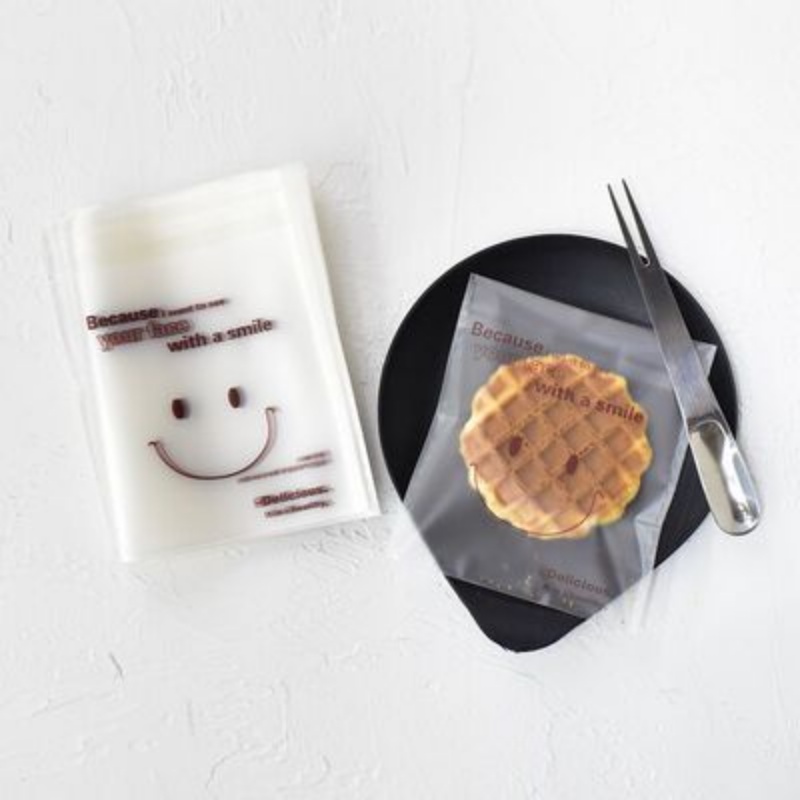 Túi Nhựa Đựng Bánh Quy Tự Dính Họa Tiết Mặt Cười Hoạt Hình Xinh Xắn