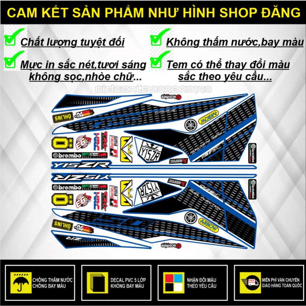 {TPHCM-FREE SHIP] TEM RỜI EXCITER 150 Y15ZR DÁN XE XANH GP