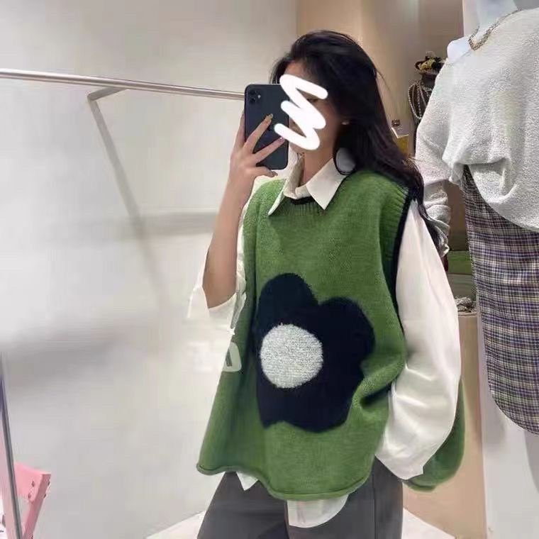 Áo Len Không Tay Cổ Tròn Dáng Rộng Thiết Kế Mới Thời Trang Mùa Xuân Thu Dành Cho Nữ