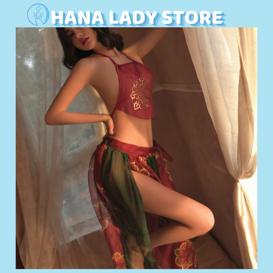 Bộ lót yếm nữ chất lụa phong cách cổ trang xuyên thấu quyến rũ Hana Lady C286