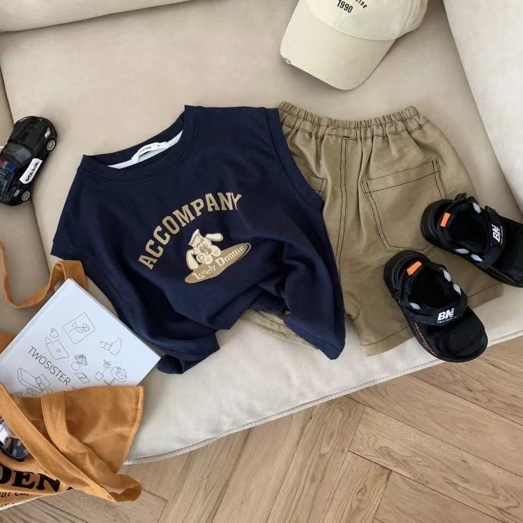 Bộ Quần Áo Không Tay Thiết Kế Mới Thời Trang Mùa Hè Dành Cho Bé Trai