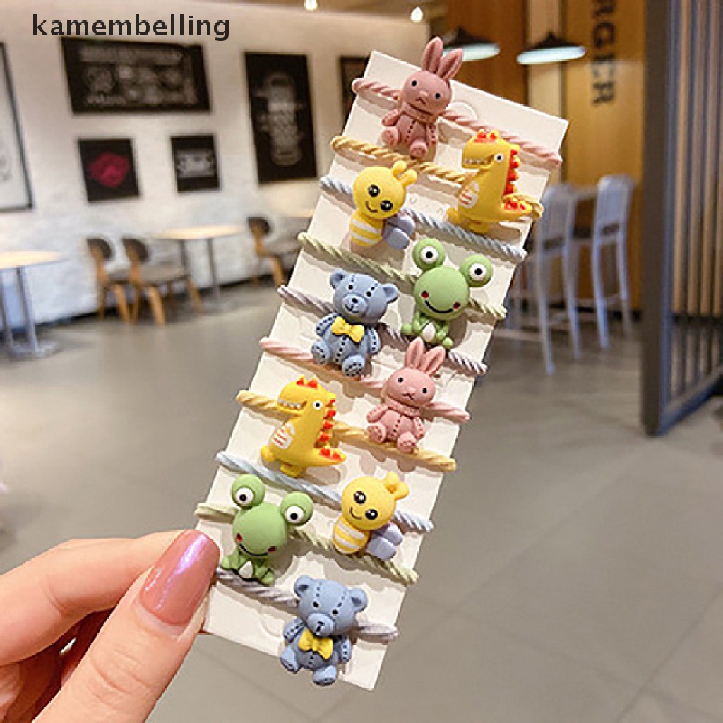 Set 10 Dây Cột Tóc Co Giãn Đính Hoa / Trái Cây Dễ Thương Cho Bé Gái