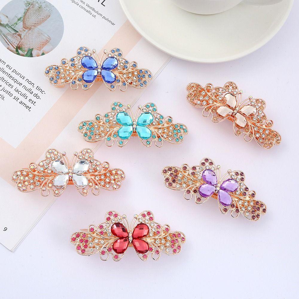 Kẹp Tóc Đuôi Ngựa Cỡ Lớn Họa Tiết Bướm Lấp Lánh Tinh Tế Giá Đỡ