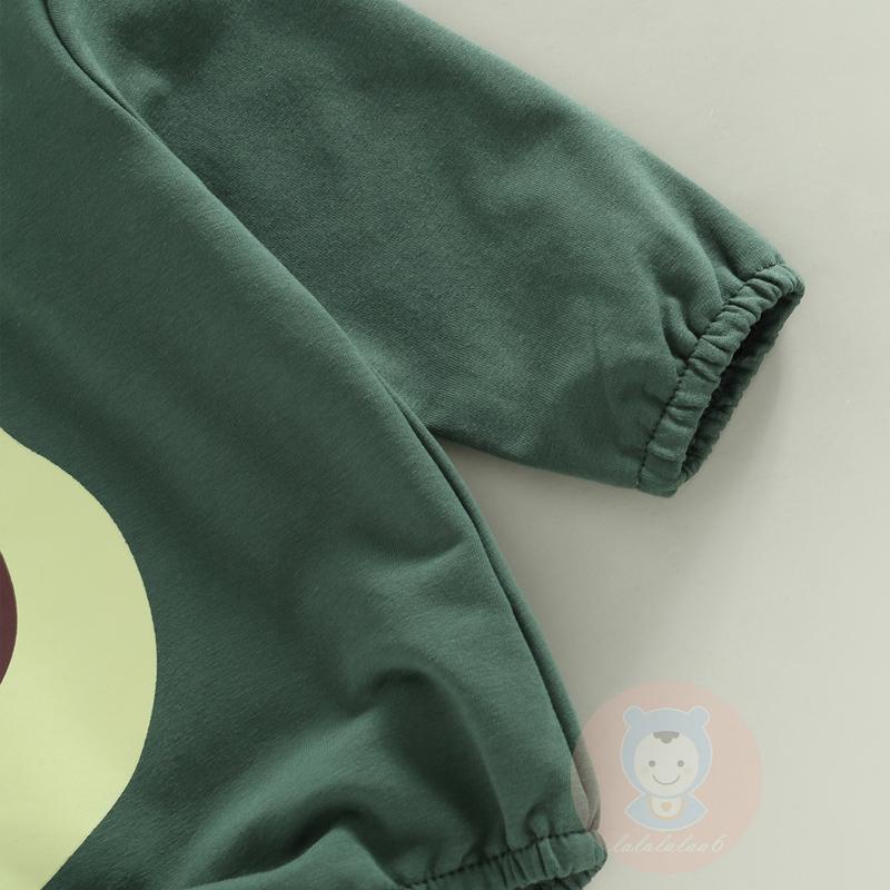 Áo Liền Quần LAA6-Đồ Liền Thân Tay Dài Có Mũ Trùm Đầu In Hình Avocado Cho Bé