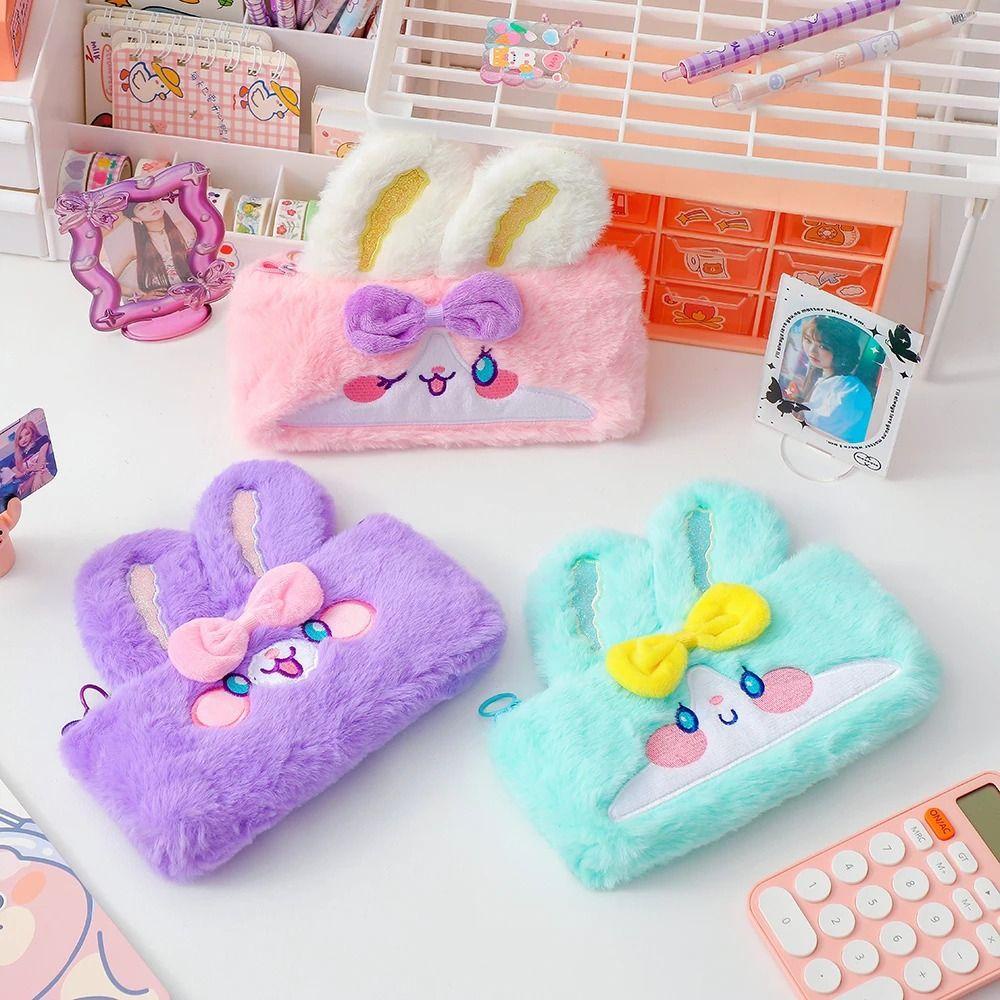 Túi Đựng Bút Hình Thỏ Nhồi Bông Dễ Thương Cho Học Sinh Ốp